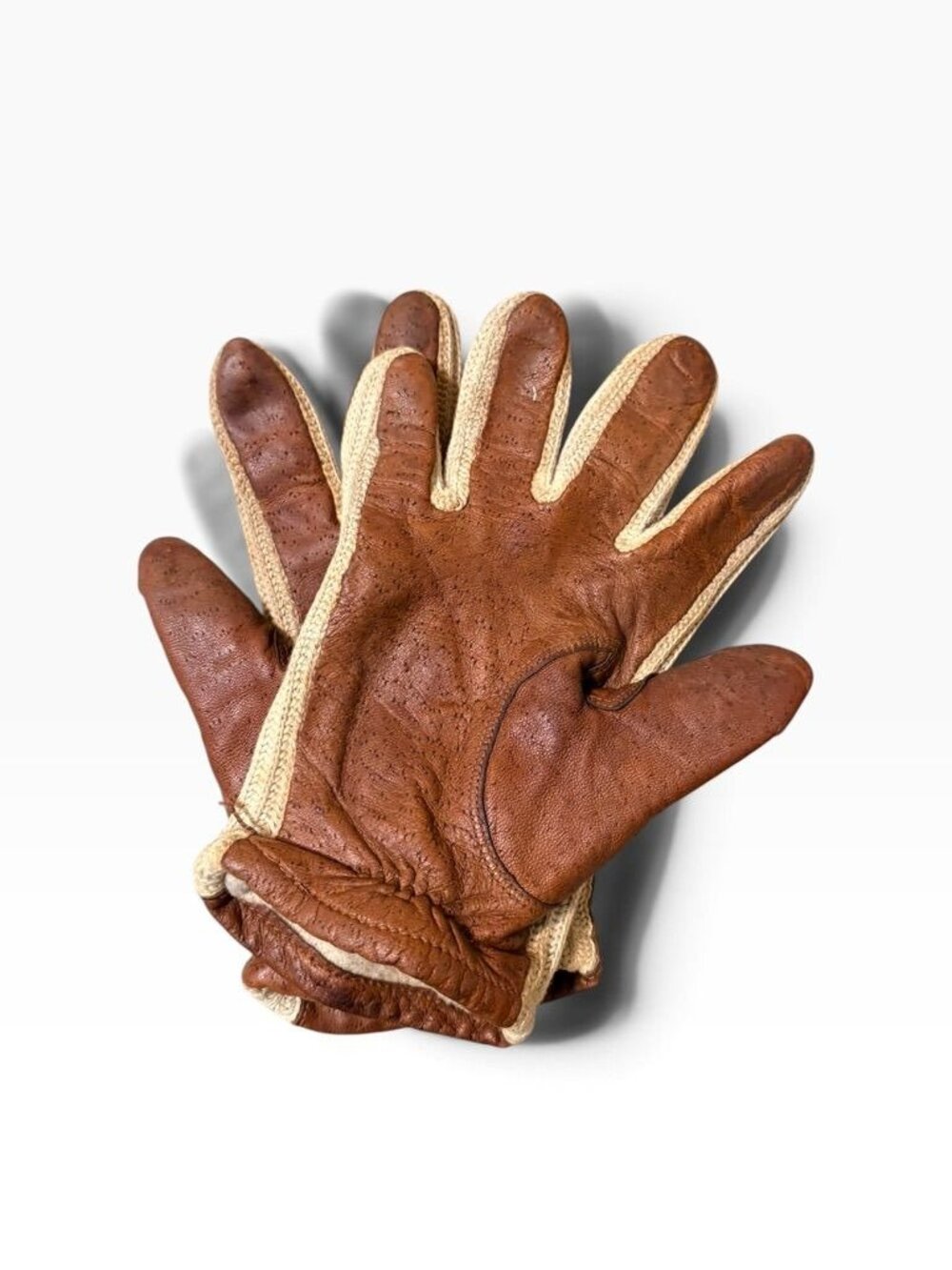 Vintage Leather Driving Gloves Women M Fownes Brown Tan Knit Classic Designer